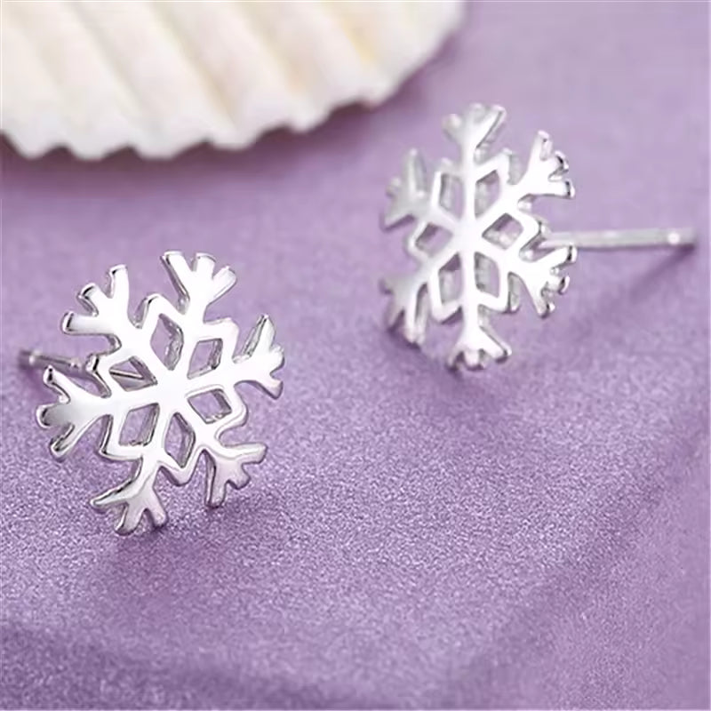 Snowflake Stud Earrings Sterling Silver