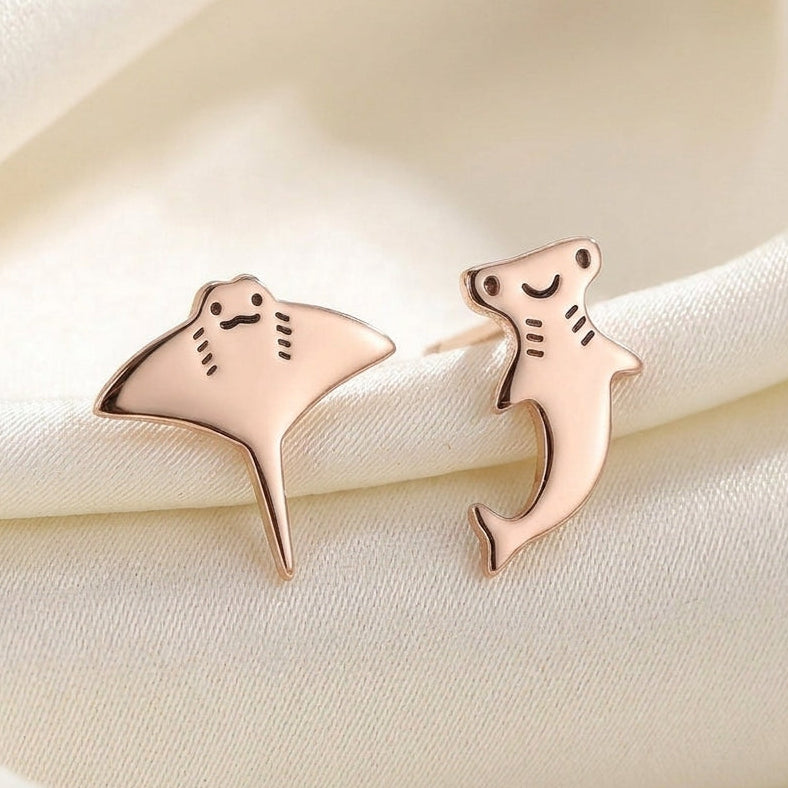 Mismatched Shark and Manta Ray Studs