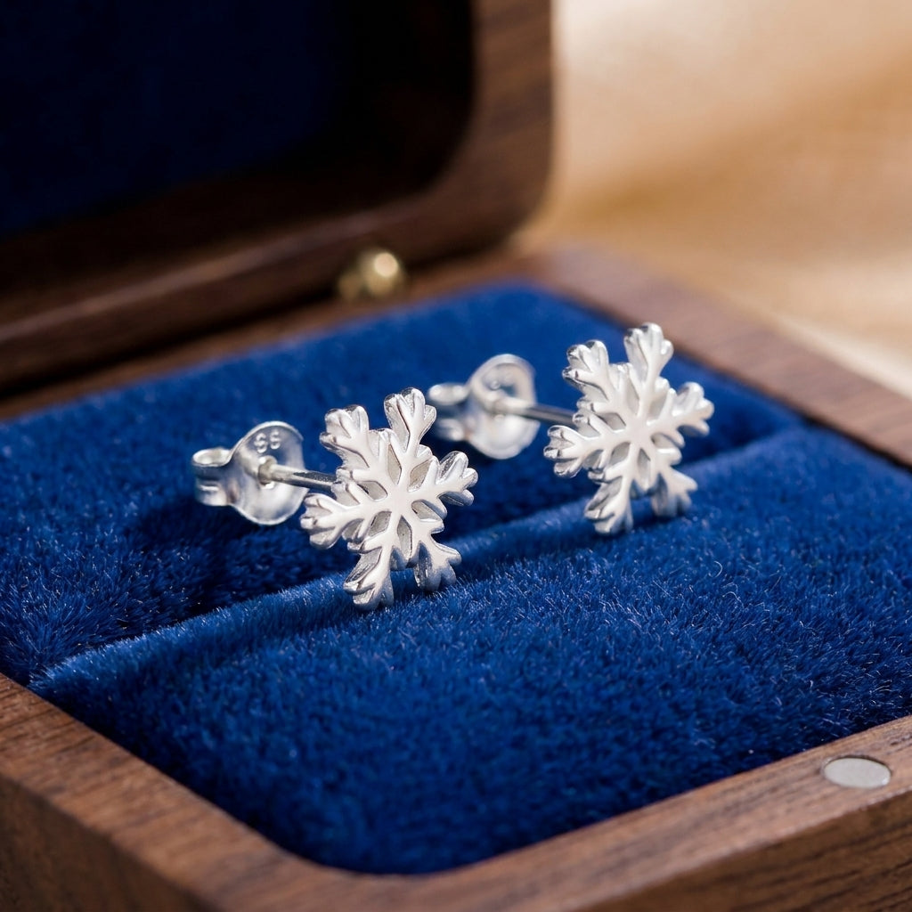 Snowflake Stud Earrings Sterling Silver