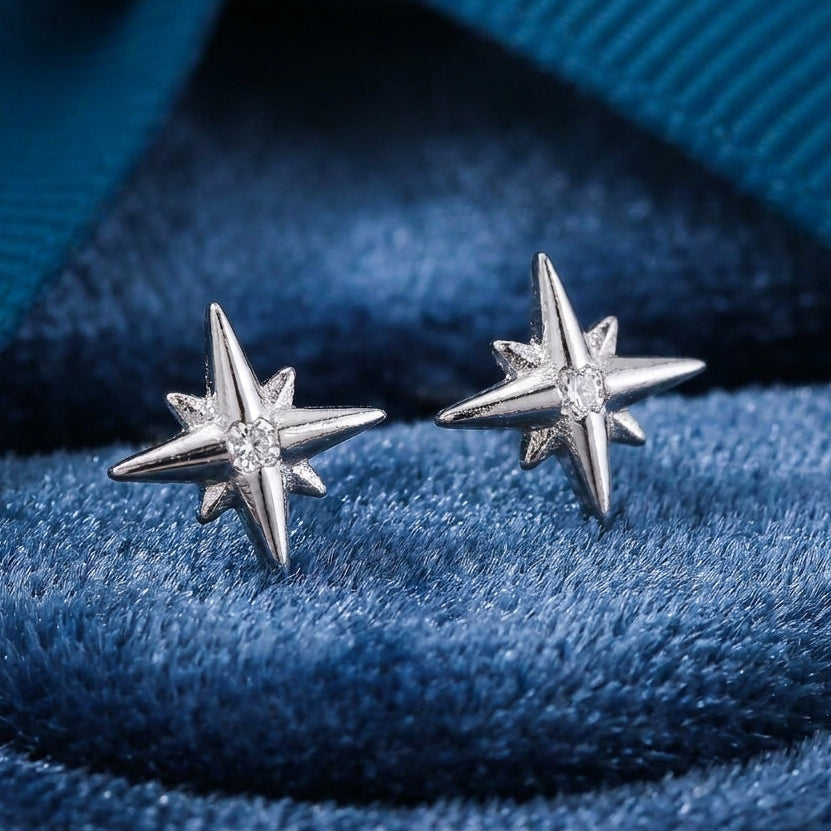 Starburst Stud Earrings Silver