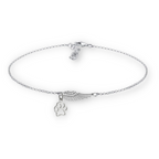 Silver Memorial Bracelet With Angel Wing & Paw Print | Handmade