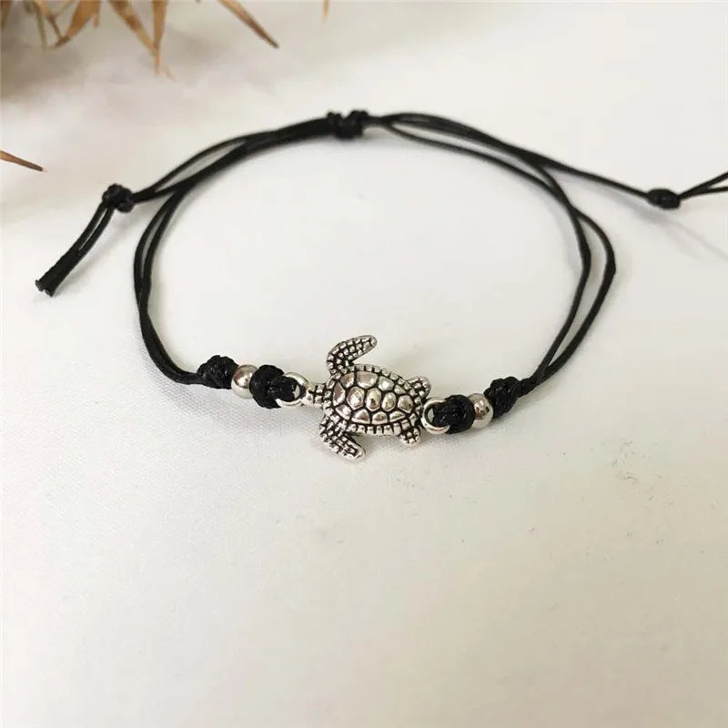 Sea Turtle Leather Anklet Bracelet