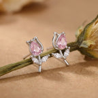 Tulip Flower CZ Stud Earrings
