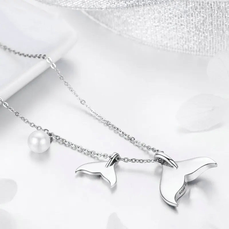 Whale Tail Pearl Ocean Necklace