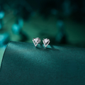 Tiny Double Triangle Arrow Arrowhead Stud Earrings, Rose Gold over Sterling Silver, Chevron Geometric Minimalist Design