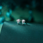 Tiny Double Triangle Arrow Arrowhead Stud Earrings, Rose Gold over Sterling Silver, Chevron Geometric Minimalist Design