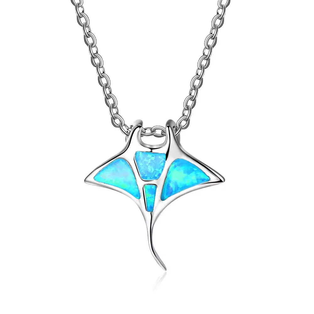 Manta Ray Blue Opal Necklace