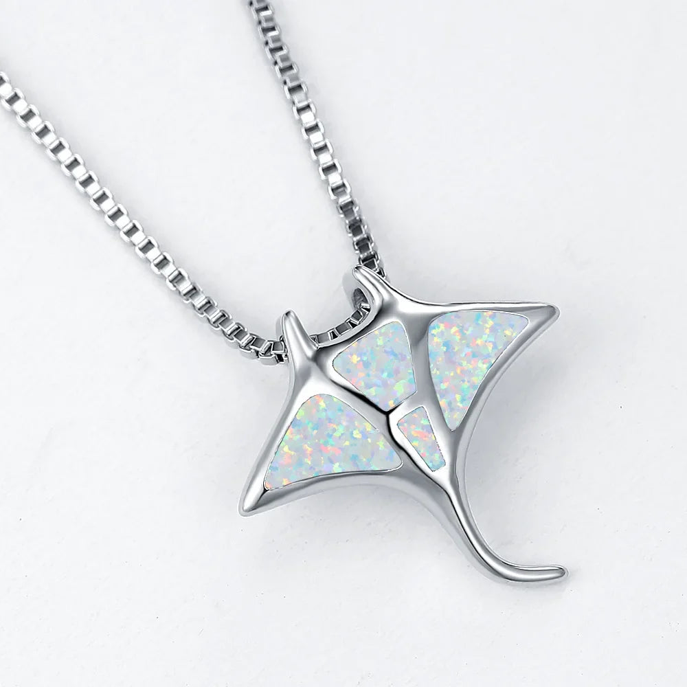 Manta Ray Blue Opal Necklace