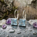 Vintage Blue Cubic Glass Earrings