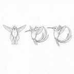 Vintage Enamel Hummingbird Hoop Earrings
