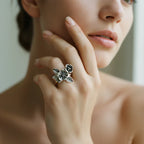 Vintage Flower Silver Layer Ring