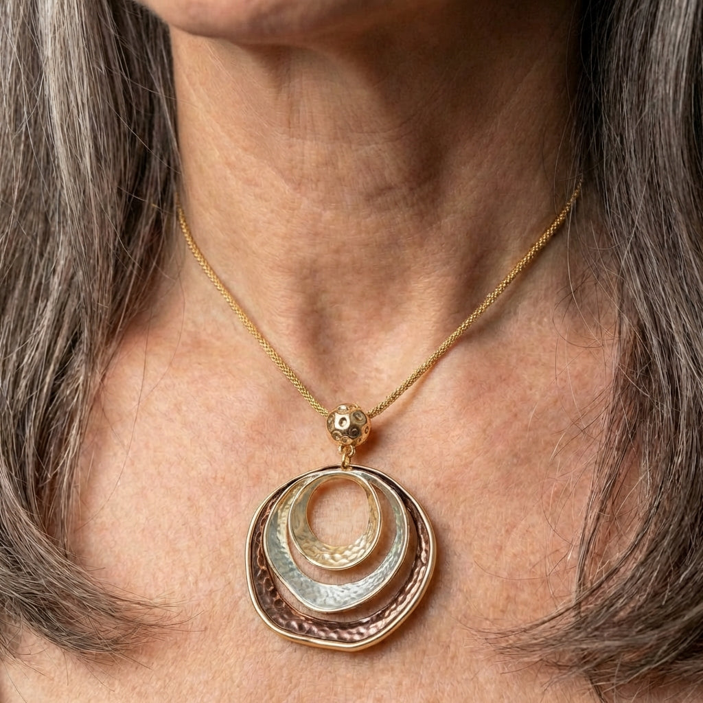 Vintage Gold & Bronze Layered Circle Necklace