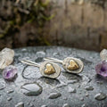 A Vintage Golden Heart Silver Earrings Set