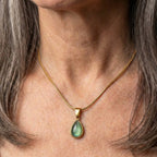 Vintage Green Crystal Water Drop Necklace