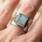 Vintage Green Square Moonstone Ring