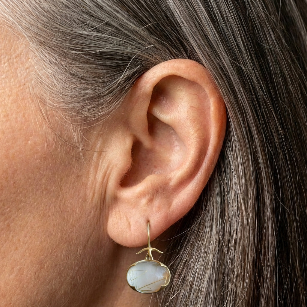 Vintage Moonstone Golden Earrings
