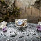 Vintage Moonstone Layered Silver Ring