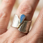 Vintage Open Blue Opal Drop Ring