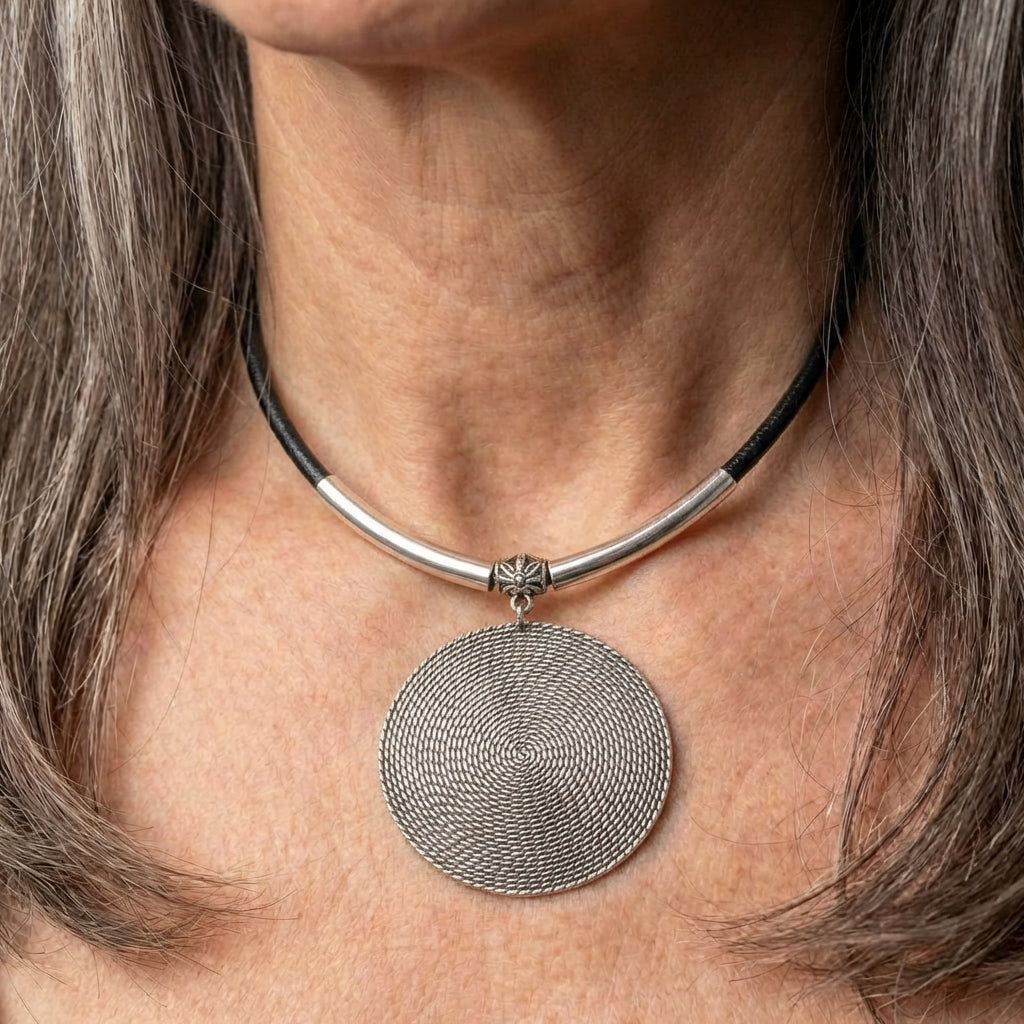 Vintage Rounded Silver Plated Necklace