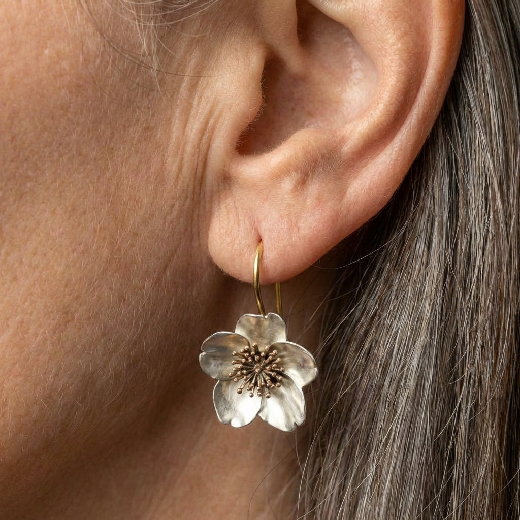 Vintage Silver & Gold Blossom Earrings