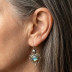 Vintage Silver & Gold Labradorite Earrings