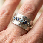 Vintage Silver Inlaid Blue Stones Ring