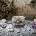 Vintage Silver Inlaid Blue Stones Ring