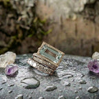 An Vintage Silver Turquoise Glass Ring Set