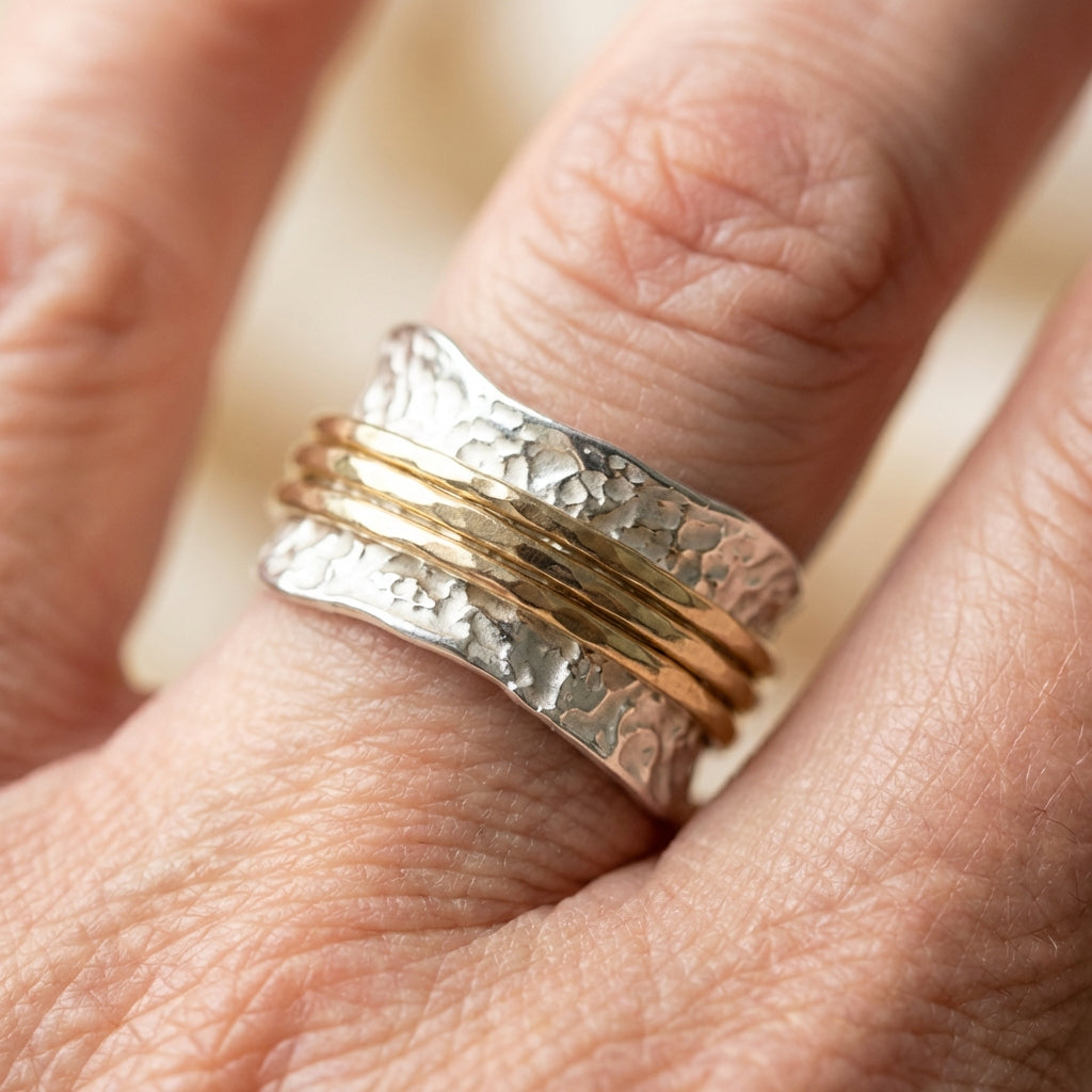 A Vintage Spinner Thin Gold & Silver Ring