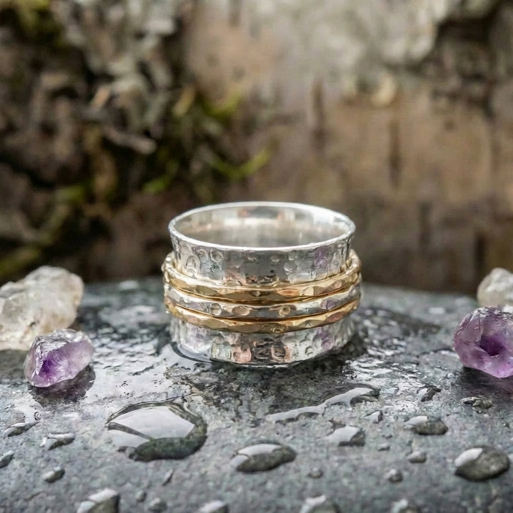 A Vintage Spinner Thin Gold & Silver Ring
