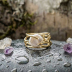 Vintage Thin Golden & Pearl Ring