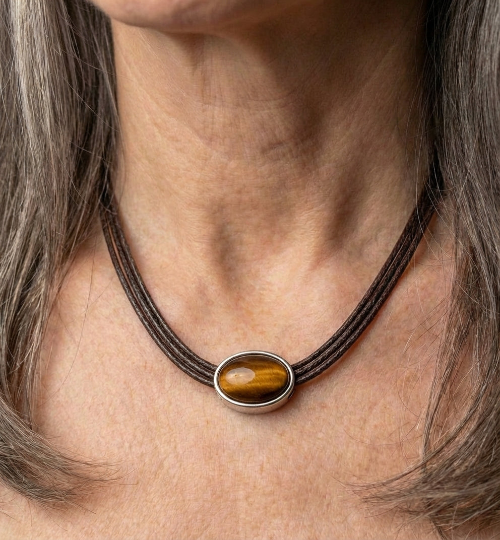 Vintage Tiger Eye Stone Necklace
