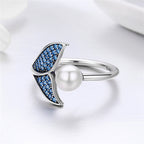 Ocean Whale Tail Pearl Ring