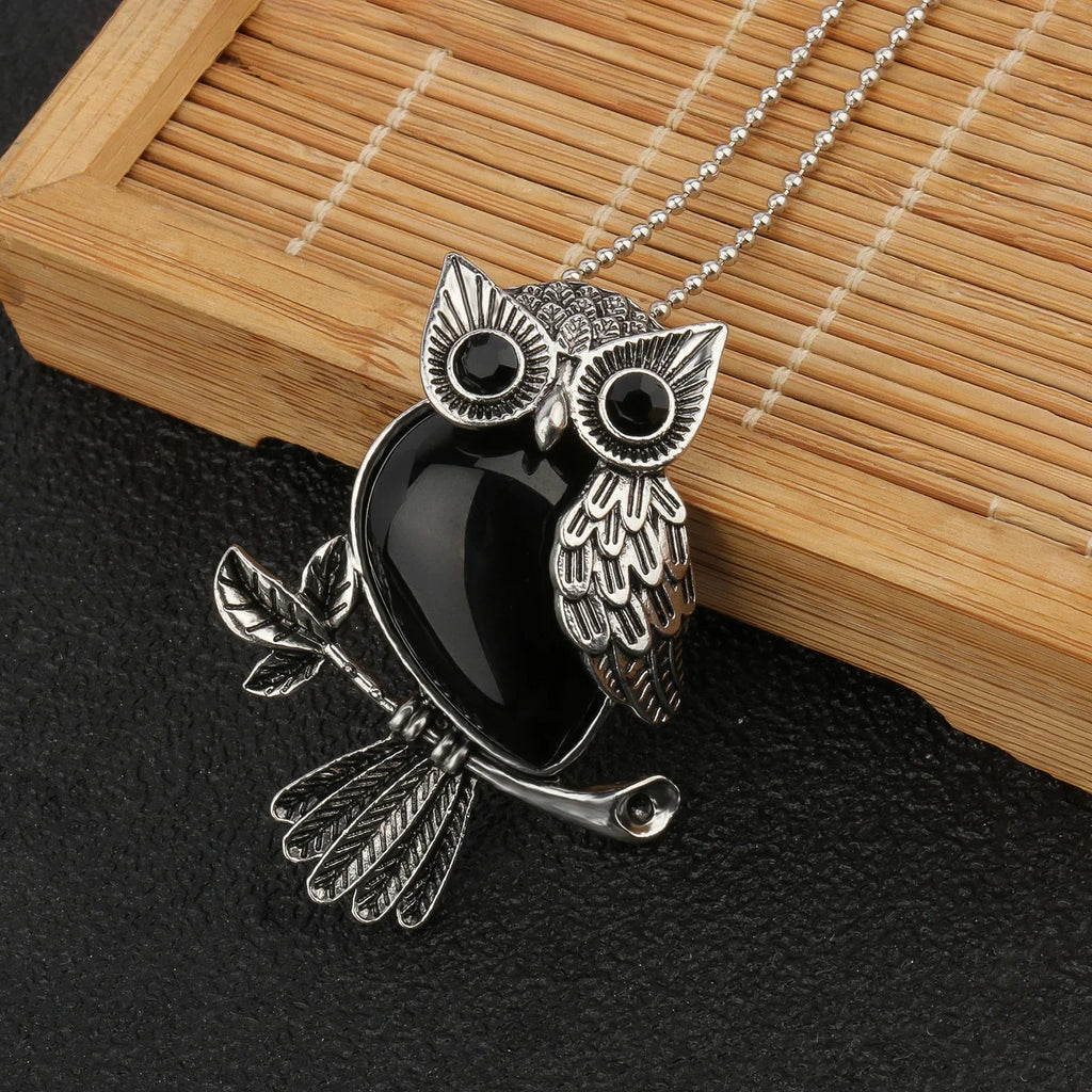Crystal Owl Wisdom Pendant Necklace