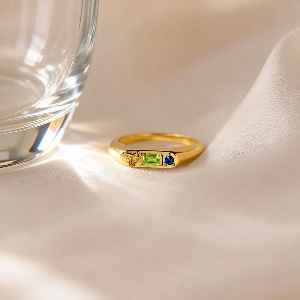 Custom Gemstone Signet Gold Colored Ring