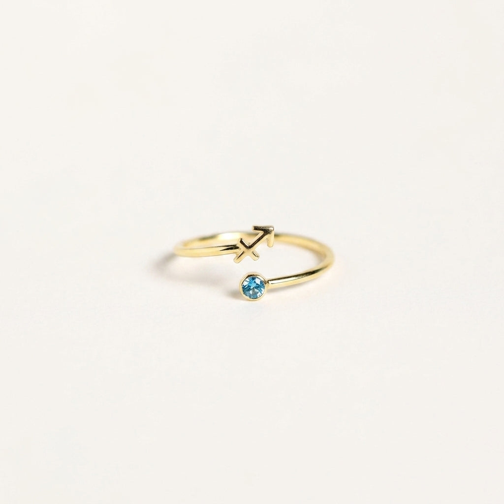 Zodiac Birthstone Adjustable Gold colored Ring