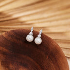 CZ Pearl Dangle Earrings