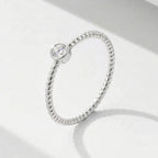 Twisted Birthstone Silver Colored Ring