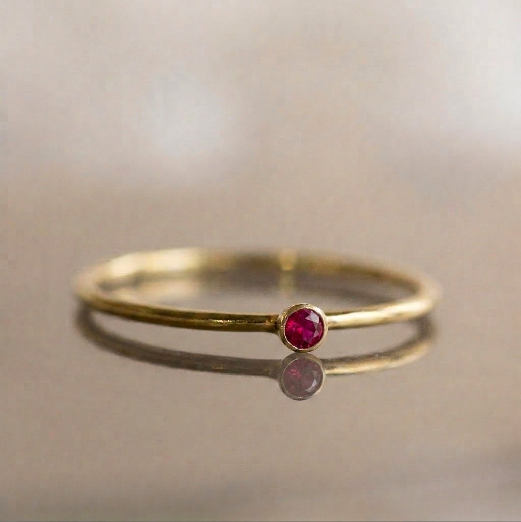 Minimalist Birthstone Gold Colored Ring