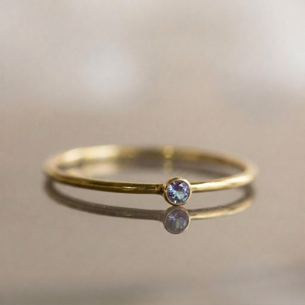 Minimalist Birthstone Gold Colored Ring