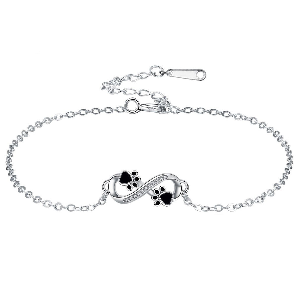 Infinite Symbol Pendant Pet Paw Bracelet With Zirconia