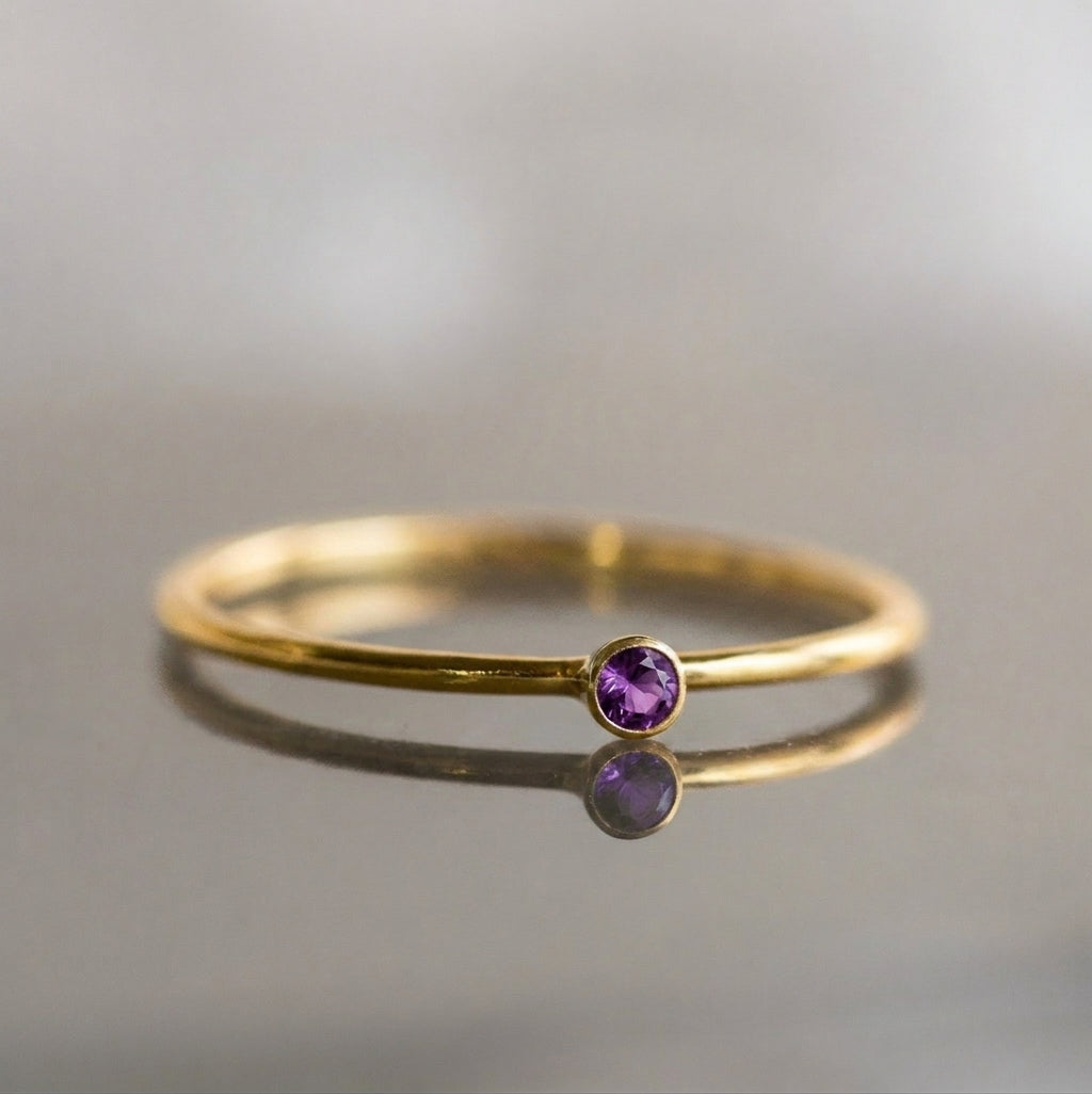 Minimalist Birthstone Gold Colored Ring