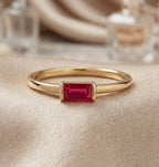 Baguette Birthstone Stackable Ring