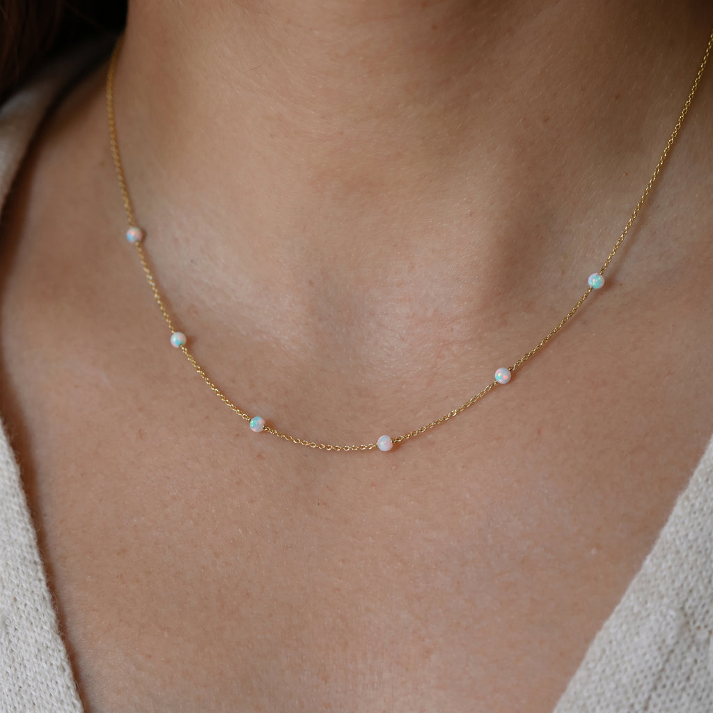 Dainty White Opal Necklace
