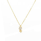 Gold Platted Cat Necklace With Zircon