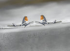 Robin Bird Ear Climbers Orange Enamel