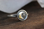 Sterling Silver Moon and Star Ring