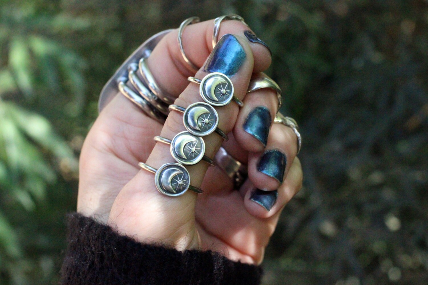 Sterling Silver Moon and Star Ring