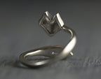 Sterling and oak wood wrap fox ring. Adjustable silver ring with fox face and wooden tail. 925 Sterling silver fox jewelry for her..