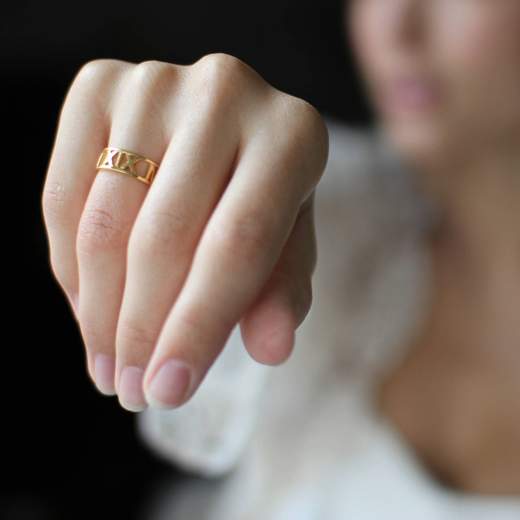 Custom Roman Numerals Ring • Wedding Gift • Anniversary Gift • Date Ring • Personalize Numeral Jewelry • Stackable Engagement Ring • RM03F30